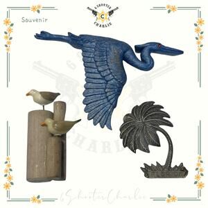 Vintage Set of 3 Florida Souvenir Magnets Sarasota Crane, etc.